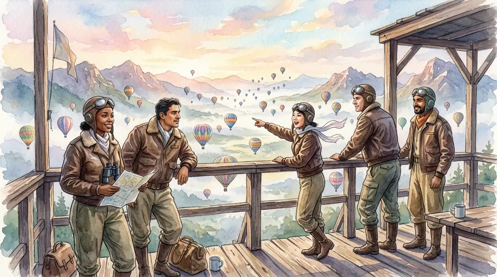 Illustration of hot air balloon aviators society